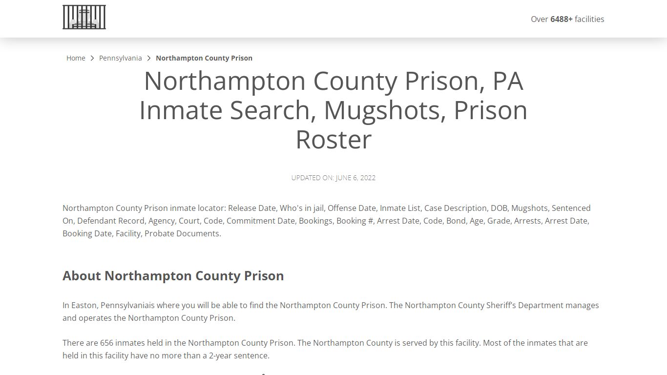 Northampton County Prison, PA Inmate Search, Mugshots ...