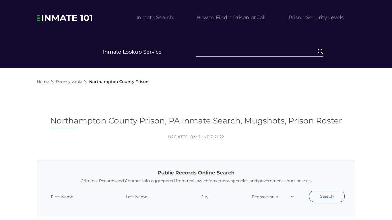 Northampton County Prison, PA Inmate Search, Mugshots ...